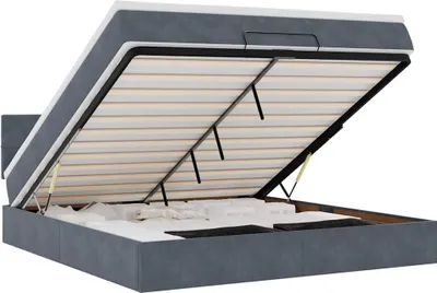 Image de vidaXL Ottoman-lit avec matelas & LED gris foncé 180x200 cm velours