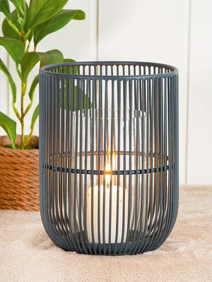 Produktbild von Gilde Windlicht, "Metallo", Metall, dunkelgrau, VE 3, H. 18 cm, D. 14 cm 55683