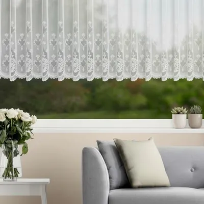 Produktbild von Fensterstore Jacquard weiß mit Faltenband - moderne Fensterdeko von Albani