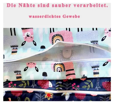 Produktbild von Nassbeutel, 3 Stück Wetbags für den Kindergarten, wasserdicht mit Reißverschluss, Baby-Nasstasche für Reisen und Unterwegs (Tiermotiv)