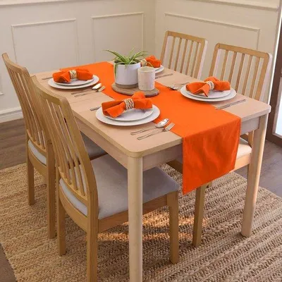 Imagen del producto de Uniqoos®: Mantel individual de algodón, 32 x 230 cm, color naranja, ideal para decorar mesas, fácil de limpiar y resistente