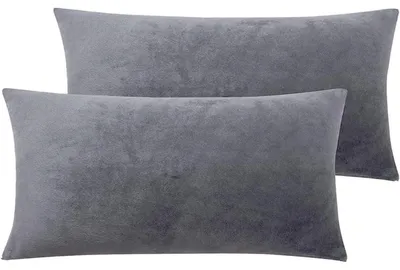 Obrázek produktu pro Sada dvou povlaků na polštáře, 40x60 cm, šedá barva, samet, měkké a nadýchané