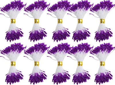 Produktbild von 900 Stück Blumen-Staubblatt, lila Gips, künstlicher Blumenstrauß, Nachbildung, handgefertigtes Bastelzubehör (1 mm (#2))