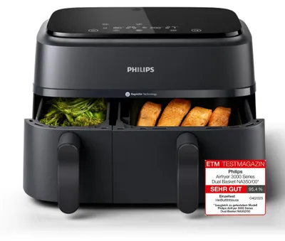 Obrázok produktu pre Philips 3000 series NA350/00, Teplovzdušná fritéza, 9 L, Rapid Air, 40 °C, 200 °C, 60 min