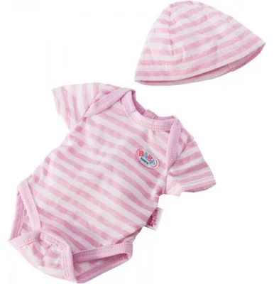 Image de Body rose et blanc avec bonnet baby born - habit poupee 43 cm - zapf creation (02)
