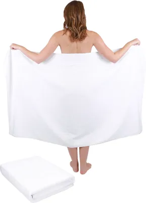 Produktbild von Betz 2 Stück Badetuch groß XXL Größe 100 x 160 cm Badetücher Saunatuch Set Dresden 100% Baumwolle Farbe weiß