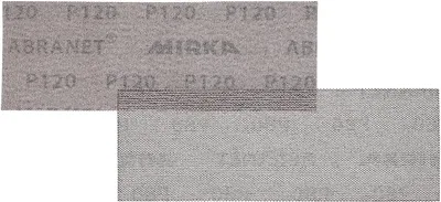 Produktbild von Mirka Abranet Netz-Schleifstreifen 80x230 mm Klett / Korn P120 / 50 Stk / zum Schleifen von Holz, Spachtel, Lack, Kunststoff / 5417505012