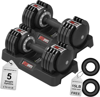 Image de Ensemble de haltères réglables avec des poids de 2 à 10 kg et une poignée antidérapante, idéal pour l'entraînement de musculation à domicile