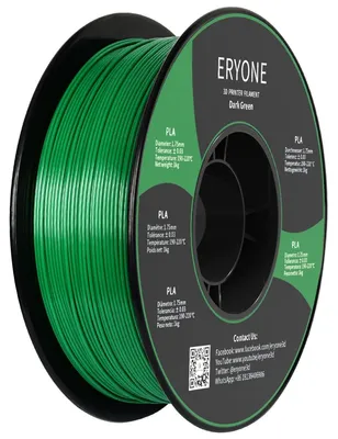 Immagine prodotto di Filamento PLA ERYONE, 1,75 mm, filamento per stampante 3D, precisione dimensionale +/- 0,03 mm, 1 kg per bobina, verde scuro