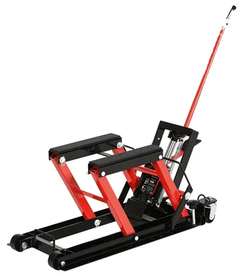 Obrázek produktu pro Hydraulický zvedák, výškově nastavitelný, nosnost 680 kg, barva černá a červená, 110X36X67 cm