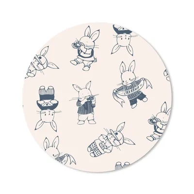 Produktbild von MuchoWow® Mauspad Mousepad Kaninchen - Vintage - Schnittmuster 20x20 cm - Mousepads - Maus Mat - Pad - Mausunterlage - Schreibtischmatte