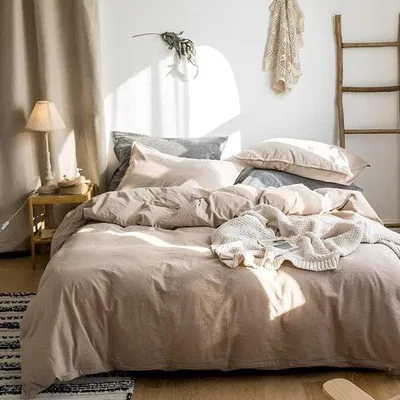 Immagine prodotto di Biancheria da letto in cotone 220x240 cm, color kaki e taupe, per 2 persone