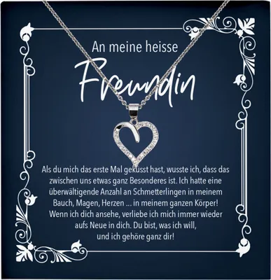Produktbild von 22Feels Echt Silber Halskette - An Meine Heisse Freundin Geschenk Frauen Schmuck Set Jahrestag Valentinstag für Sie Geburtstag - Herz Anhänger, Karte