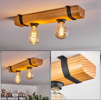 Produktbild von Guspini Deckenlampe aus Holz/Metall in Naturfarben/Schwarz