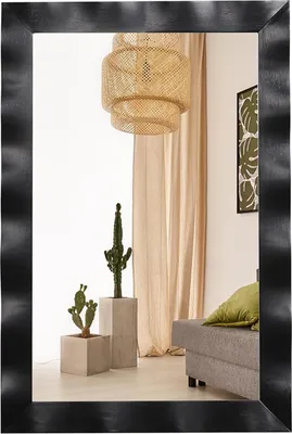 Immagine prodotto di Specchio da parete con cornice in legno, 106 x 71,5 cm, grande specchio per vanità con ganci in metallo e 2 opzioni di montaggio, specchio decorativo rettangolare per il soggiorno