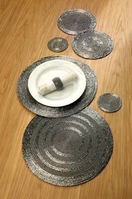 Immagine prodotto di Gilde Glas Platzset Glasperlen anthrazit cm cm cm Ø = 35 cm