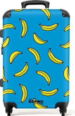 Obrázok produktu pre NoBoringSuitcases.com Tvrdý kufor stredný 67x43x25 cm, 72L, potlač pre mužov: modrá so žltými banánmi, cestovný kufor na 4 kolieskach