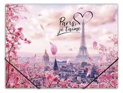 Doska s gumičkou, 15 mm, PP, A4, PANTA PLAST "Take me to Paris"
