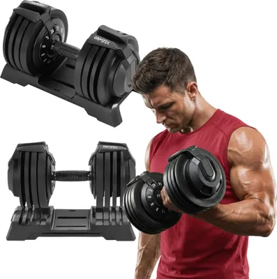 Obrázek produktu pro Gymtek® Nastavitelná činka, činka - od 3 do 24 kg - činky, činky pro domácí posilovnu, silový trénink, posilovna, cvičení
