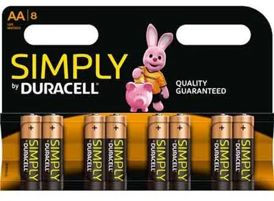 Zdjęcie produktu dla Baterie Duracell AA Simply – opakowanie 8 sztuk