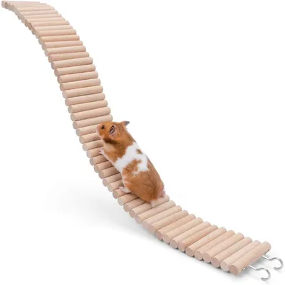 Produktbild von Hamster Hängebrücke Spielzeug Kletterleiter Buchenholz 65x7,6 cm biegbar für Kleintiere