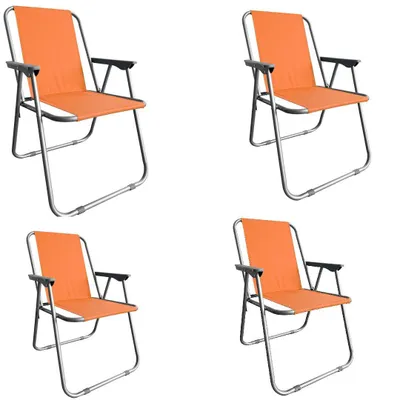 Produktbild von Campingstuhl Anglersessel Gartenstuhl Sessel mit Armlehne orange 4er Set