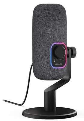 Zdjęcie produktu dla Mikrofon USB pojemnościowy czarny rgb 4 tryby streaming podcast gamer