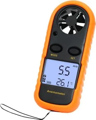 Produktbild von Handheld Windmesser, digitales Messgerät 0-30 m/s Messgeschwindigkeit Maximal durchschnittliche Echtzeit-Thermometer Windsurfen Segeldrohne
