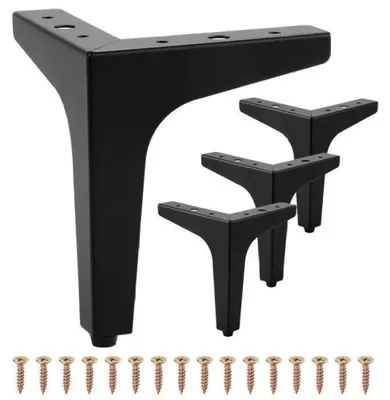 Obrázek produktu pro Kovové trojúhelníkové nohy na nábytek, 10 cm, černá, lesklá, nosnost: sada 4 kusů