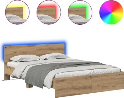Produktbild von vidaXL Bettrahmen Artisan-Eiche 140 x 200 cm Holzwerkstoff