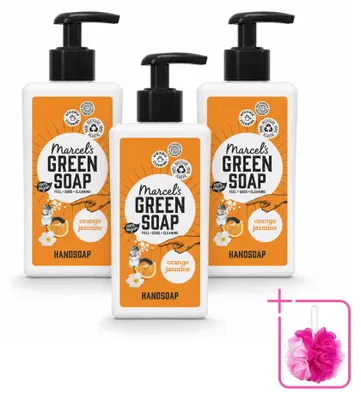 Imagen del producto de 3 unidades de jabón líquido para manos "Marcel's Green Soap" con aroma a naranja y jazmín - 250 ml - Paquete económico