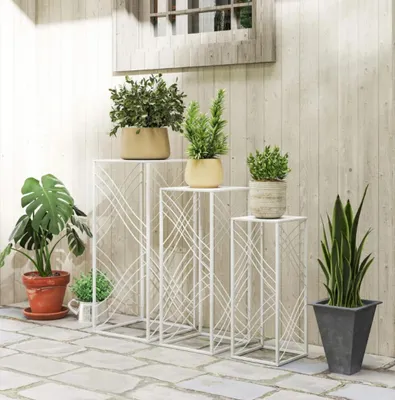 Produktbild von 3er-Set Pflanzenständer, 50/60/70 cm hoch Blumenständer, stapelbar Pflanzenregal