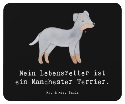 Produktbild von Mr. & Mrs. Panda Mauspad Manchester Terrier Lebensretter - Schwarz - Geschenk, laptop, Mousepad, mausteppich, Mouse Pad, pc