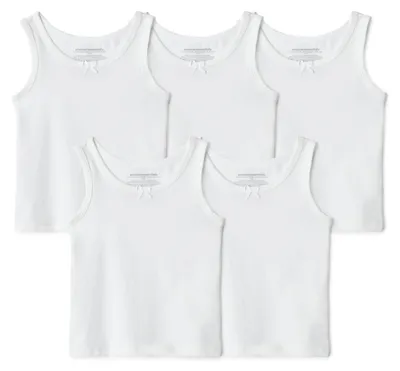 Immagine prodotto di A. Canottiere intime da bambina, confezione da 5, in cotone jersey, colore bianco, taglia 8