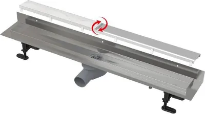 Zdjęcie produktu dla Rynny prysznicowe Alcadrain - Rynna prysznicowa Fit and Go Wall 850 mm, z rusztem, stal nierdzewna APZ23-DOUBLE9-850