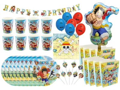 Obrázok produktu pre One Piece - Detská narodeninová súprava (61 kusov) Taniere Šálky Dekorácie Narodeniny