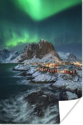 Produktbild von MuchoWow® Poster Aurora - Abend - Berge 60x90 cm - Wanddekoration