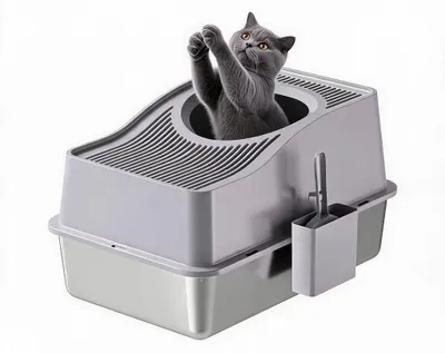 Produktbild von Garvee Katzentoilette aus Edelstahl, geschlossen, geruchshemmende Katzentoilette
