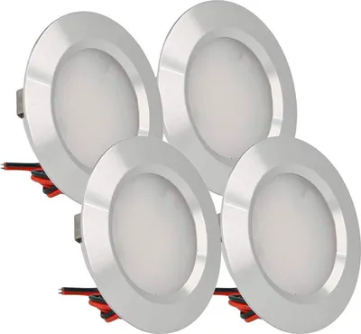 Produktbild von LEDLUX 4er-Pack Mini-LED-Einbaustrahler, rund, schmal, 3 W, DC 12 V 24 V, 50 mm Loch, für Küche, Badezimmer, Campingbeleuchtung (Silber, 6000 K)