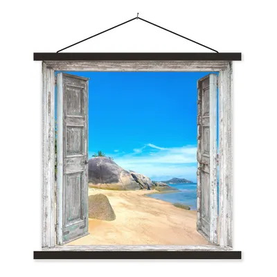 Produktbild von MuchoWow® Textilposter Strand - Tropisch - Sommer - Blick - Meer 40x40 cm mit schwarzem Rahmen - Fotos