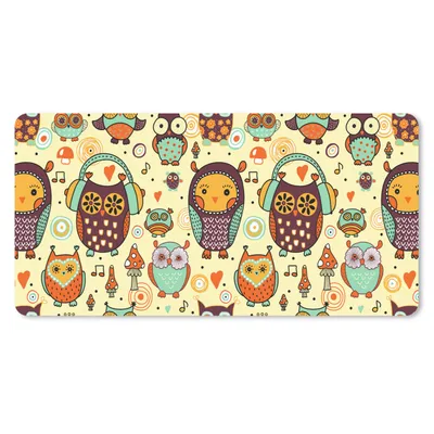 Produktbild von MuchoWow® Schreibtischunterlage Eule - Kopfhörer - Muster 80x40 cm - XXL Mauspad - Gaming Mauspad