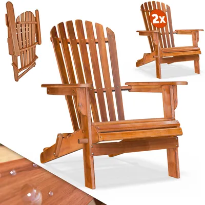 Produktbild von CASARIA® 2x Sonnenliege Holz Wetterfest Klappbar 160kg Belastbarkeit XXL Armlehnen Rückenlehne Garten Balkon Terrasse Holzstuhl Ergonomisch Adirondack
