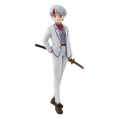 A full-body shot of a statue of a character holding a sword.