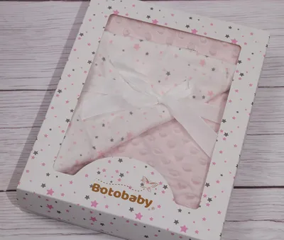 Produktbild von Baby Wendedecke 75x100 cm – Rosa mit Sternen – Doppellagig – Geschenkbox – Für Neugeborene