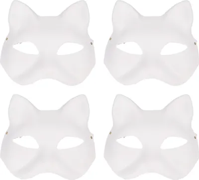 Zdjęcie produktu dla 10PCS Cat Therian Face Cover Paper DIY Ręcznie malowana pusta osłona na pół twarzy kota zwierzęcego z futrem i siatką na oczy na imprezę Cosplay