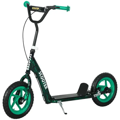 Produktbild von Kinderroller, höhenverstellbarer Tretroller für Kinder, mit Bremse, Ständer, 2 Räder, Stahl, Grün