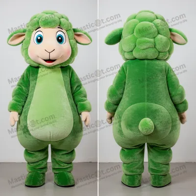 Produktbild von Samtgrünes MASTICOT Schaf-Maskottchen mit breiten Schultern
