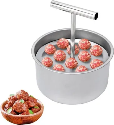Produktbild von Handgepresster Gehäcktespielzeug-Maker – 12 Löcher – Antistick Handbetriebener Presser – Für Gehäcktespielzeug und Garnelenbällchen – L