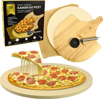 Obrázok produktu pre Kordieritový kameň na pizzu Špachtľa na pizzu Nôž na pizzu Sada papiera na pečenie 4 v 1