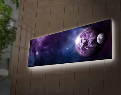 Produktbild von Opviq, 3090NASA- LED4303, Bunt, Leinwandbilder, 30 x 90 cm, 100% Wildleder -Leinwand
